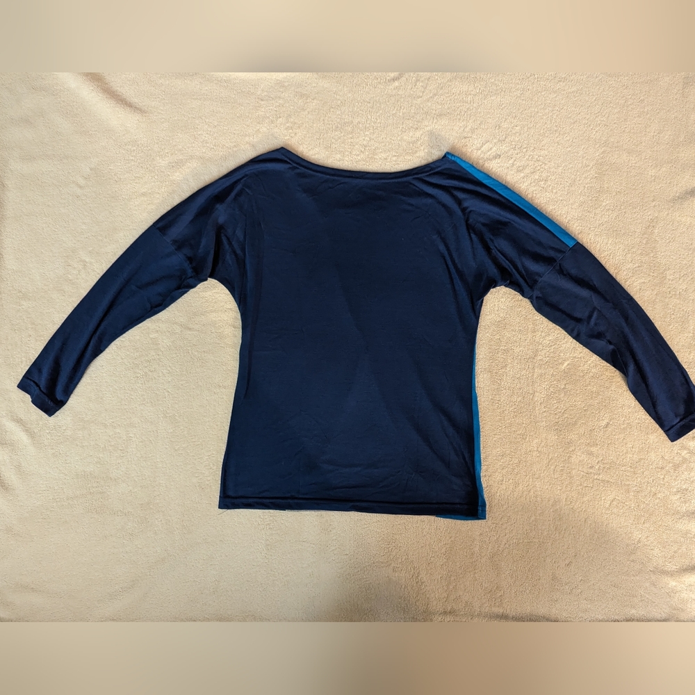 Women's Asymmetrical Neck Color Block T-Shirt- Size S - Picture 4 of 7